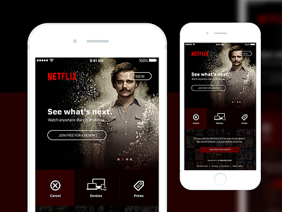 Netflix Mobile Home home interface ios mobile movie narcos netflix pablo ui