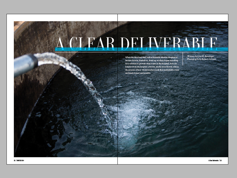 Horizons 9.4 Spread - Water team horizons magazine layout clean water
