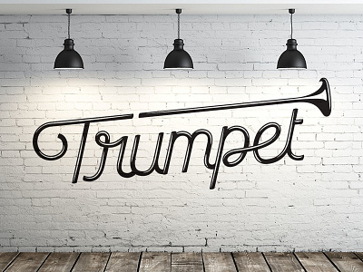 Trumpet Logotype design lettering logo mockup music type typography wall