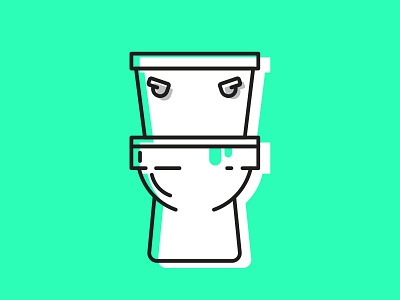 Angry Toilet character color icon illustration line toilet