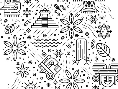 Sacha Inchi Background Pattern aztec drawing icons illustration line mayan packaging pattern sacha inchi