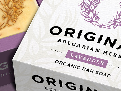 Original Bulgarian Herbs icon lavender leaves logo o original packaging rose soap typography