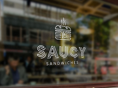 Saucy Logo icon illustration line logo melt sandwich sauce saucy typography
