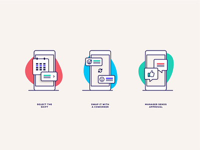 Shift Swap Feature Illustration design employee feature feature illustration icons illustration manager managers product illustration schedule time clock