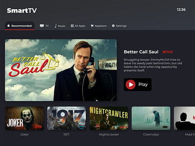 DailyUI Challenge No.25 better call saul challenge dailyui design movies series smart tv television tv ui