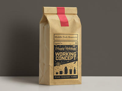 Kraft paper coffee labels coffee bag design holiday illustration label print typography