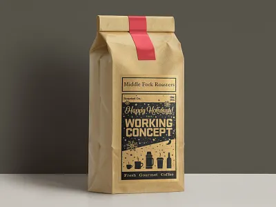 Kraft paper coffee labels coffee bag design holiday illustration label print typography