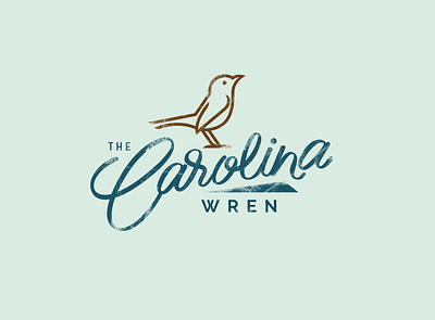 carolina wren bird icon illustration type typography