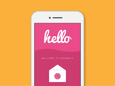 Hello Dribbble! app debut design dribbble flat hello ios iphone typography ui ux vector