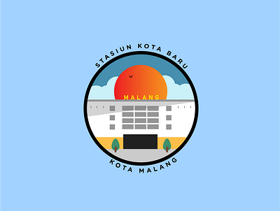 Train Station in Malang design icon illustration vector