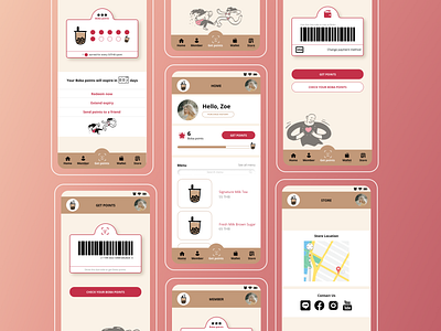 Loyalty App Designs for a Bubble Tea Cafe