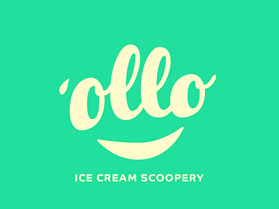 ollo ice cream branding cone gradient green ice cream logo ollo scoop yellow