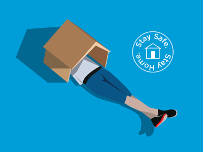 Stay Safe. Stay Home. adobe blue head home house illustration laying down minimal shoes simple stay home vector