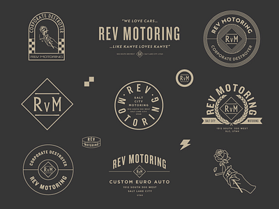 Rev Motoring auto badge design lockup logo motoring rev treatment