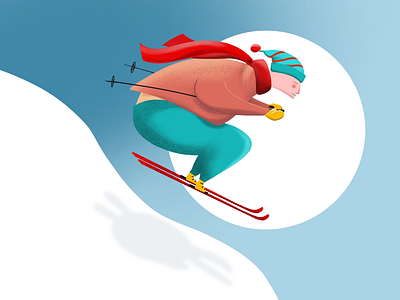 The Skier color downhill illustration landing procreate scarf skier ui winter