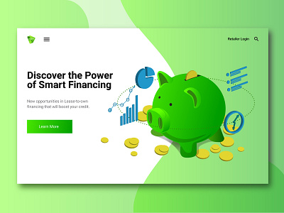 Greenwave Web Mockup chart discover finance gradient graph graphic green illustration illustrator online pig piggy bank smart ui vector web