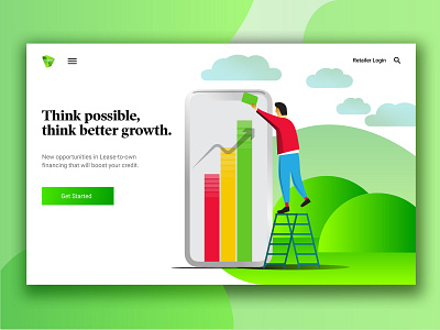 Greenwave Consumer Page clouds color design desktop desktop design gradient green hills illustration iphone landing landing page possible stack think ui ux vector web