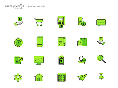 Icons Set Greenwave Finance adobe illustrator design green icon icon design iconography icons icons pack iconset illustrator vector web icons
