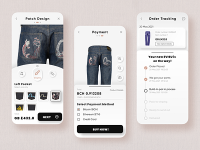 Tailor-made Flow for EVISU APP app appdesign branding design order selection ux