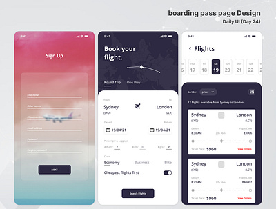 boarding pass daily ui design ui