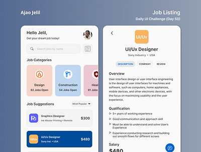 Job Listing daily ui design ui ux