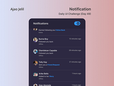 Notification Tab daily ui design ui ux