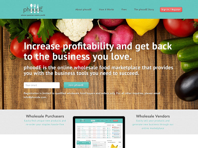 phoode Landing Page food home page landing page wholesale