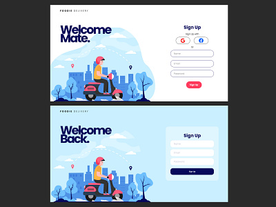 Sign Up page delivery design food illustration login signin signup typography ui