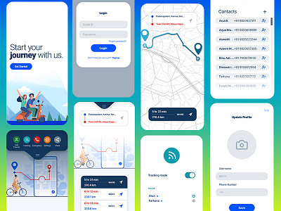 Riding App. app design illustration mobile phone ride typography ui