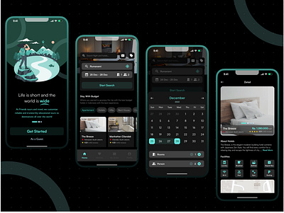 Bookings Hotel - Travelog App booking app illustration mobile app design mobile apps ui ui design uiux user experience user experience design ux design
