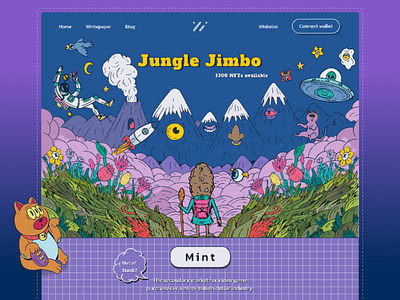 Jungle Jimbo - Landing Page Design animation blue colorful game gameapp graphic design graphicdesign illustration landing landingpage playtoearn purple retro retrodesign ui webdesign