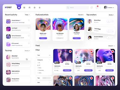 Dashboard - NFT Marketplace ✨ collect collection cyber dashboard dashboarddesign graphic design light marketplace metaverse mockup nft nftmarketplace purple ui uidesign webdesign