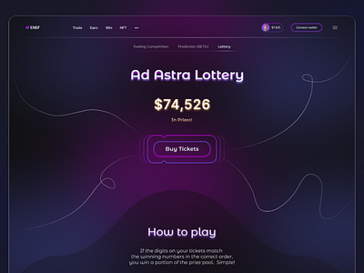 Ad Astra ✨ - Landing Page Design card cosmetic dark graphic design landing landing page landingpage line lottery moneygame playtoearn prize purple ticket ui uidesign website website design