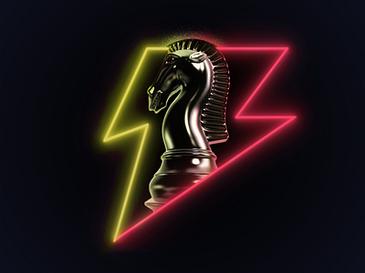 Lightning Chess ♟⚡️ art chess colors design glows illustration lightning neon neon lights photoshop vfx