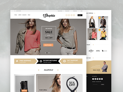 Shophia - FREE eCommerce Template clean design ecommerce flat freebie modern psd template web website