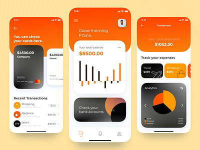 Orange Themed Finance App app branding design ui ux