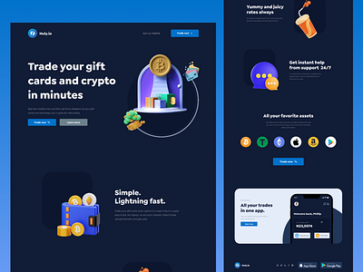 Crypto & Gift card trading landing page cryptocurrency design ui ux web