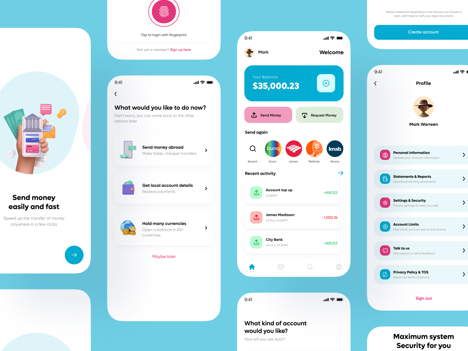 FinTech App UI by Thomas Frank on Dribbble