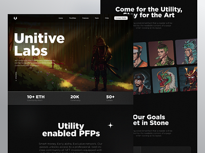 NFT Landing Page - Unitive Labs design landing page nft ui ux web3