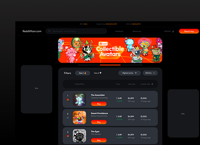 RedditFloors.com - REDESIGN app design fintech landingpage nft reddit ui ux website
