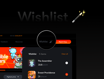 Wishlist - Reddit Avatars banner design glass effect nft reddit ui ux web3