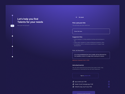 Skupal - Post Job app design fintech freelancer onboarding talent app ui ux web