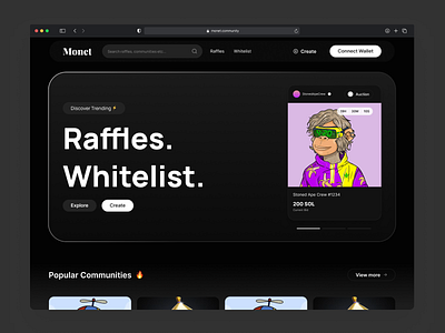 Monet - Dark Theme app blockchain design monet solana stoned ape crew ui ux web web3