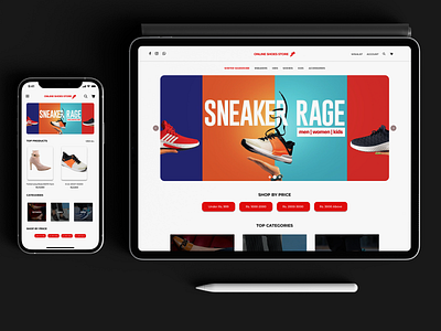 Online Shoes Store Concept Design - For Mobile & Website design graphic design mobile app mobile design shoes store ui ux uxdesign website website design