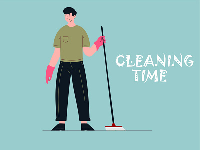 Man with a broom.. design graphic design illustration logo painting vector