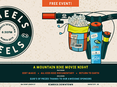 Wheels and Reels Event Banner Snapshot bike design event graphics design illustration mountain bike poster vector