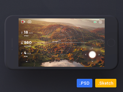 Free iPhone Template Mockup (PSD + Sketch) app controlling dron ios minimal mobile mockup photoshop sketch style ui ux