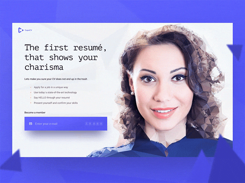The first resumé, that shows your charisma capa capacv cv job motion offer profile resume web webdesign