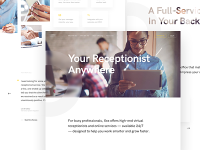 Answering Service Homepage design homepage landing page receptionist service ui ux website