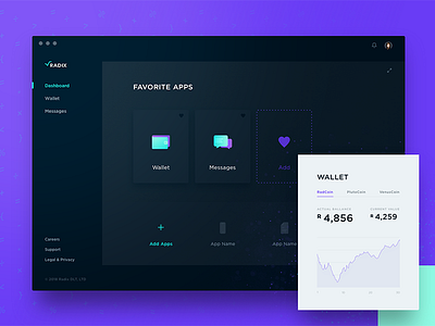 Radix dashboard and wallet app chart coin coins crypto dashboard radix wallet